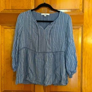 Steel Blue and White Striped Blouse by Fever